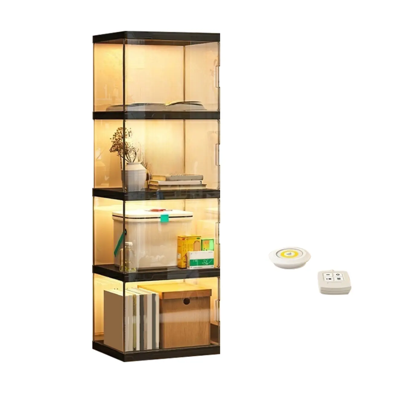 Modern Acrylic 5-Tier Lighted Display Bookcase