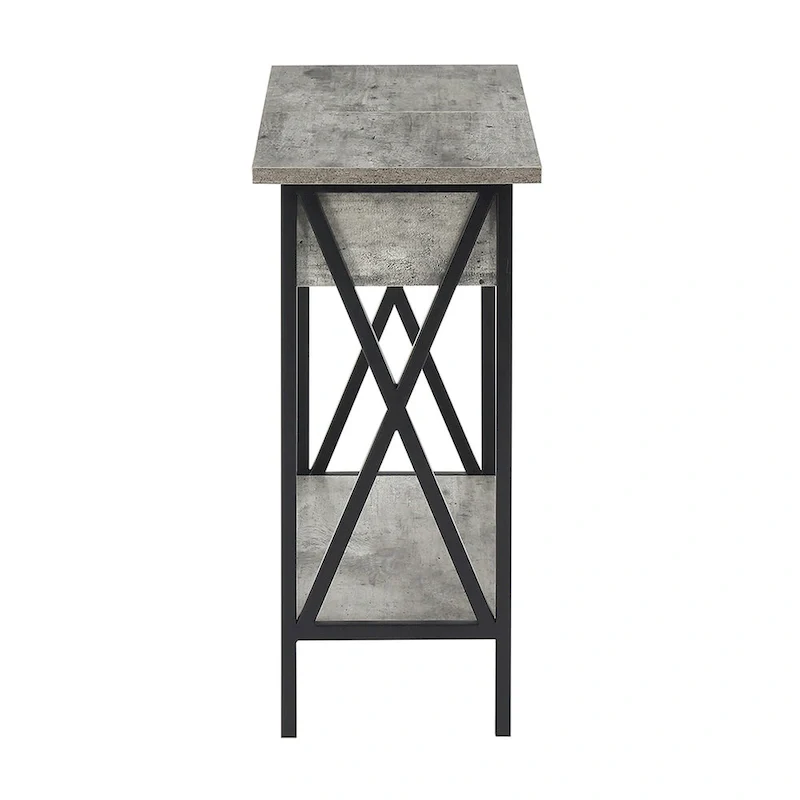Tucson Flip Top End Table with Charging Station and Shelf