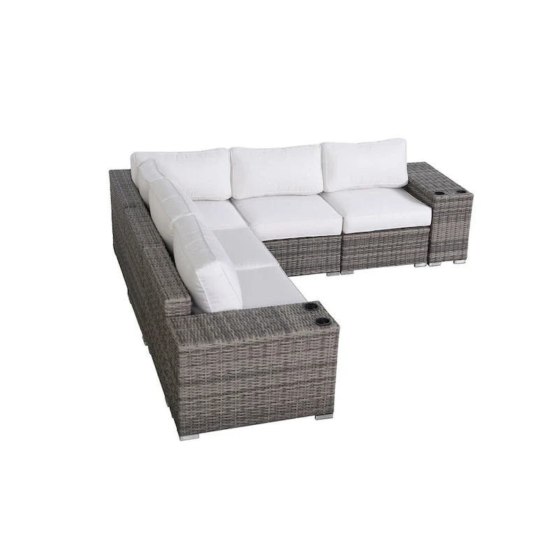 LSI Arelys Rattan Wicker Fully Assembled 4 - Person Seating Group with Cushions