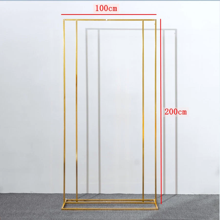 HULIANFU Wedding Arch Square Backdrop balloon Stand Background Shiny Metal Gold Plating Outdoor Artificial Flower Door Shelf Frame - Deanwangkt