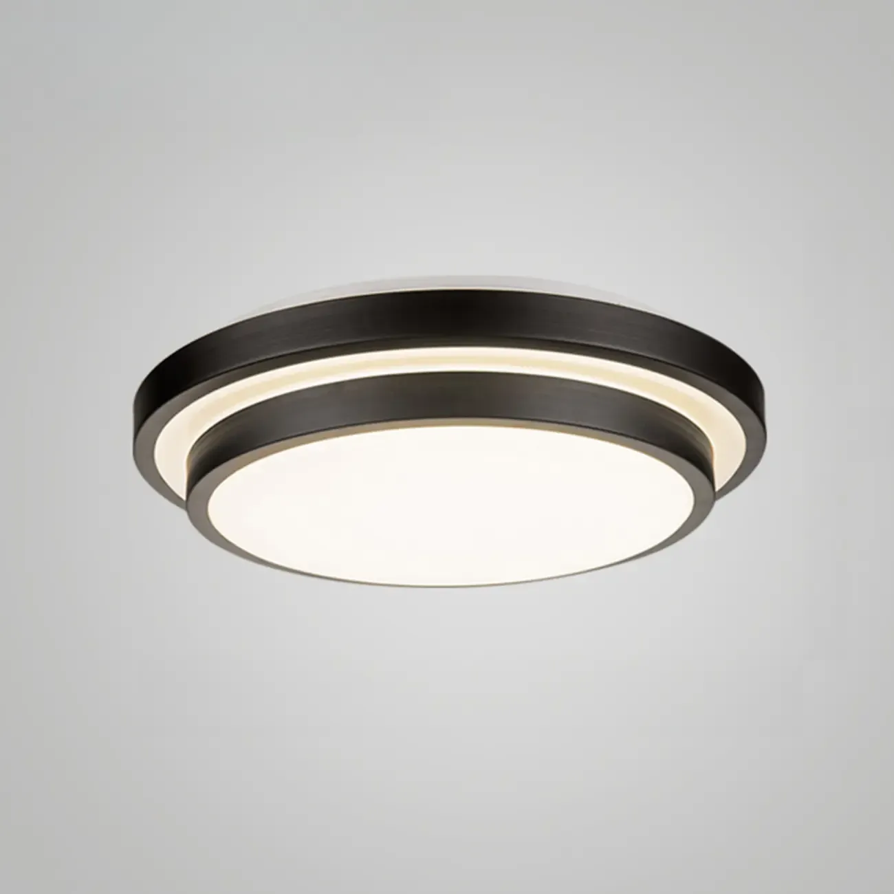Industrial Black Round Warm LED Flush Mount Ceiling Light