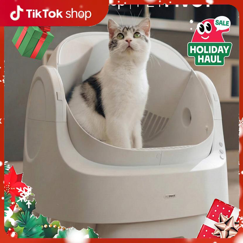 PetPivot AutoScooper 11 Open-Top Self-Cleaning Cat Litter Box，Odor-Free Waste Disposal includes Trash Bags