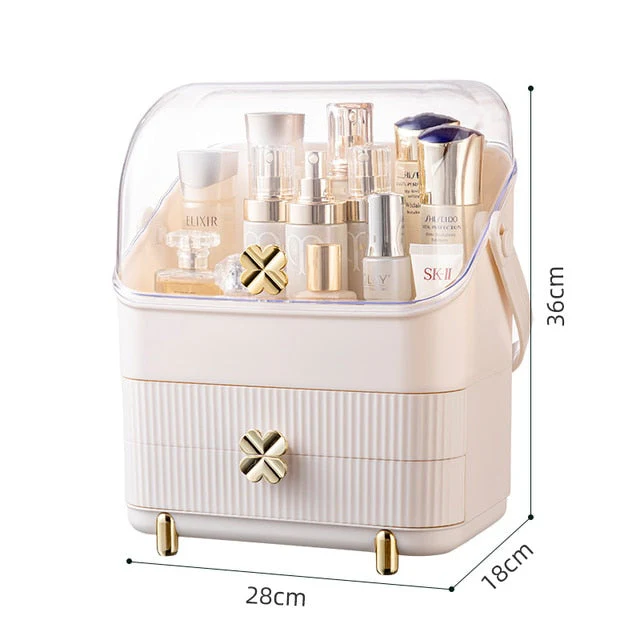 HULIANFU Large Capacity Makeup Organizer Cosmetic Storage Box Drawer Type Desktop Finishing Rack Dustproof Lipstick Beauty Mask Case - Deanwangkt