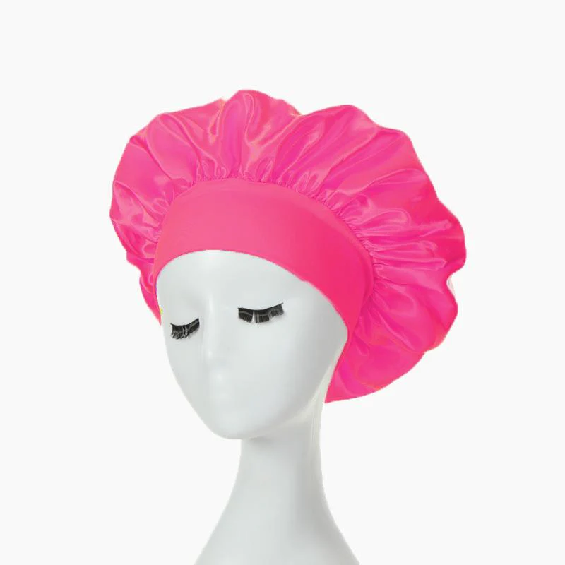 HULIANFU Women Night Sleep Hair Caps Silky Bonnet Satin Double Layer Adjust Head Cover Hat For Curly Springy Hair Styling Accessories - Deanwangkt