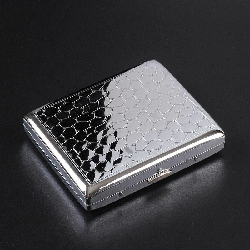 HULIANFU Silver Portable Metal Cigarette Case for Thick Cigarettes Flip Open Traveling Cigarette Container Box Holder Outdoor Smoking1PC - Deanwangkt
