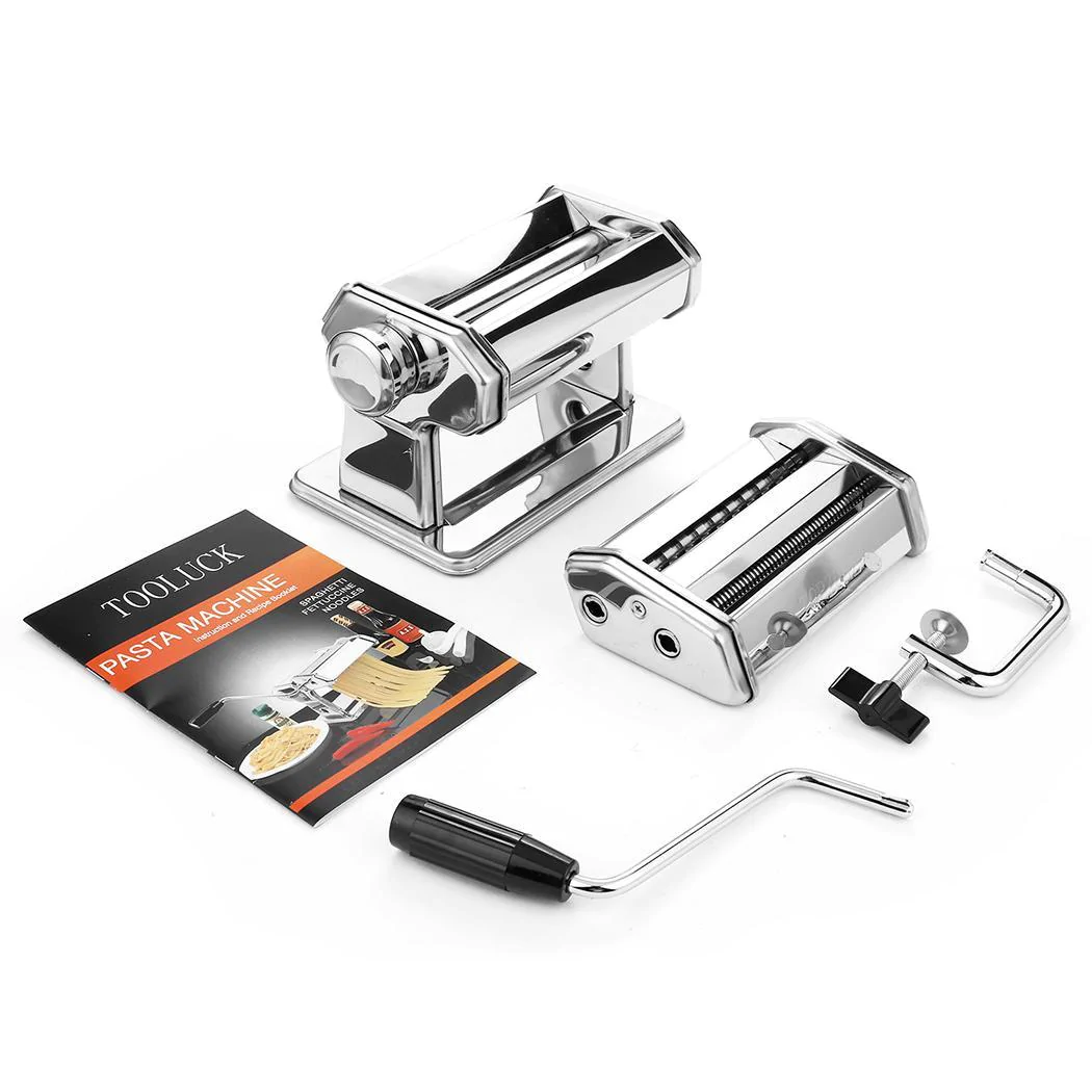 HULIANFU Pasta Maker,Stainless Steel Manual Pasta Maker Machine Perfect for Homemade Spaghetti, Fettuccini, Lasagna,or Dumpling Skins - Deanwangkt