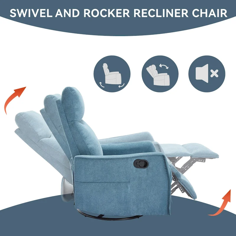 360 Swivel Rocker Recliner Chair with Massage and Lumbar Heating