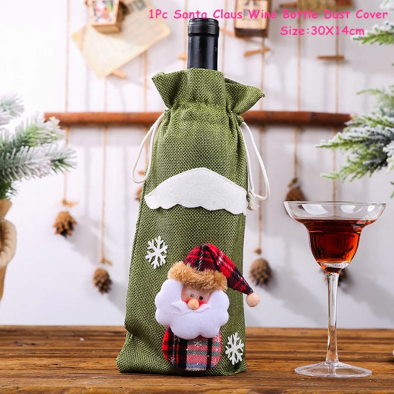 HULIANFU   Xmas Wine Bottle Dust Cover Noel Navidad Christmas Decoration for Home Dinner Decor Christmas Gift Tree Ornament New Year 2026 - Deanwangkt