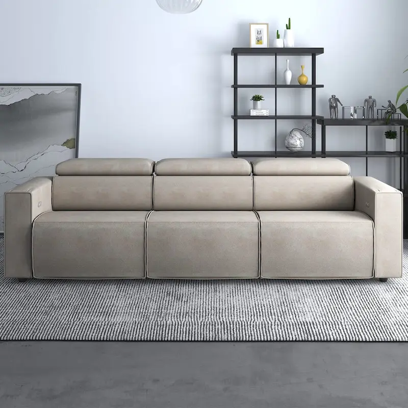 Mixoy Power Reclining Sofa, Faux Leather Electic Sofa Recliner,Theater Seating Furniture with USB Charging Station