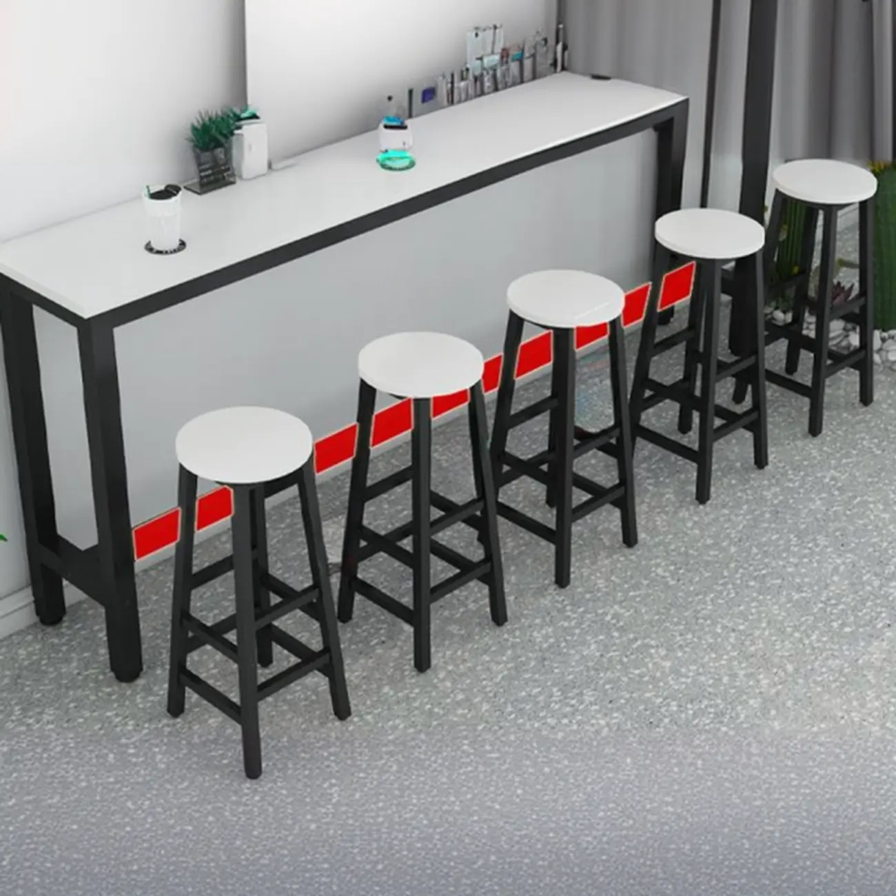 Modern White Metal Fixed Top Design Bar Tables