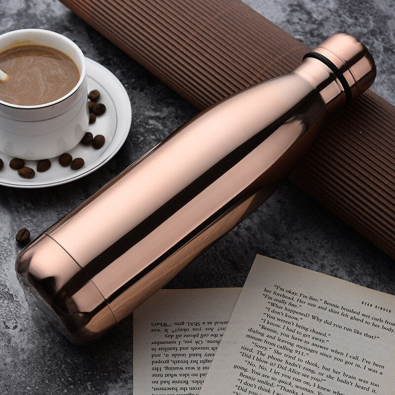 HULIANFU Travel Drinking Kettle Outdoor Sport Water Bottle 500ml Double Wall Stainles Steel Thermos Cup Leakproof Insulated Vacuum Flask - Deanwangkt