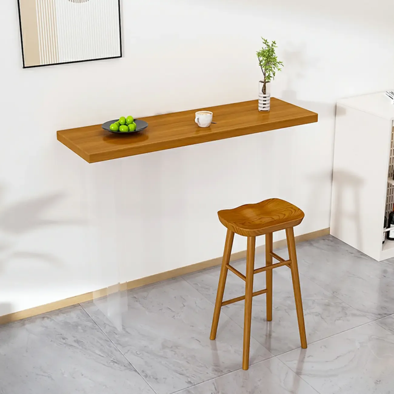 Modern Brown Bar Set with Wood Seating and Footrest