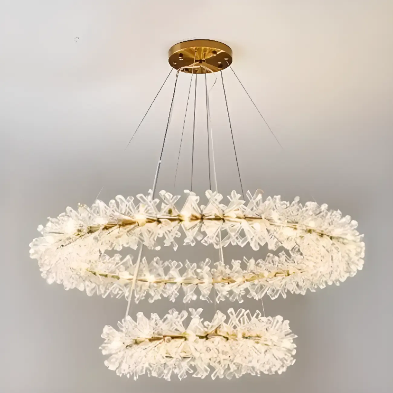 Gold Circular Crystal Chandelier Modern Design Light