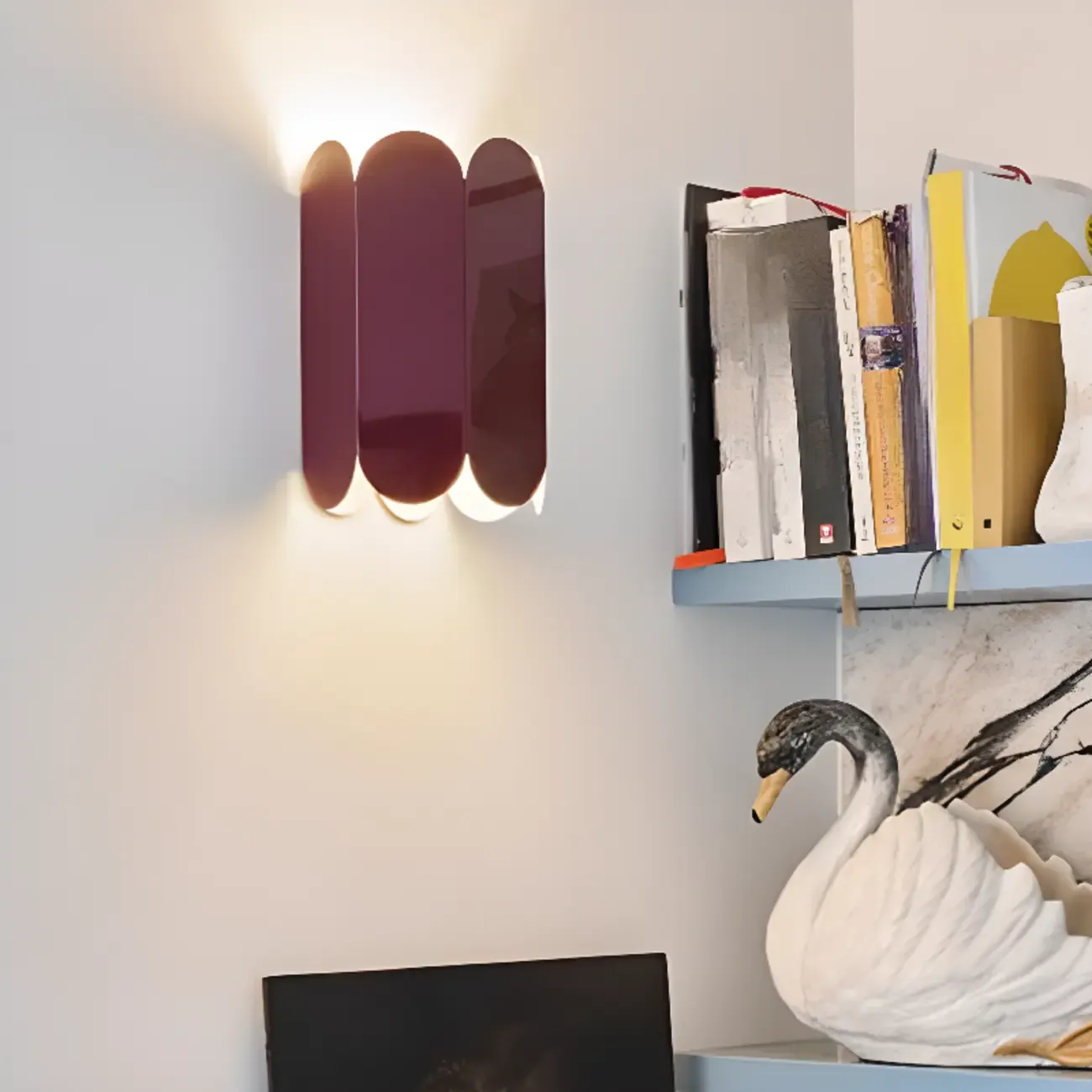 Mini Hardwired Modern Red Up & Down Wall Sconce in Geometric