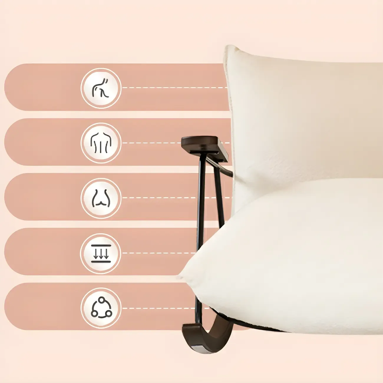 Modern Upholstered Rocking Chair with Spindle Back in Beige