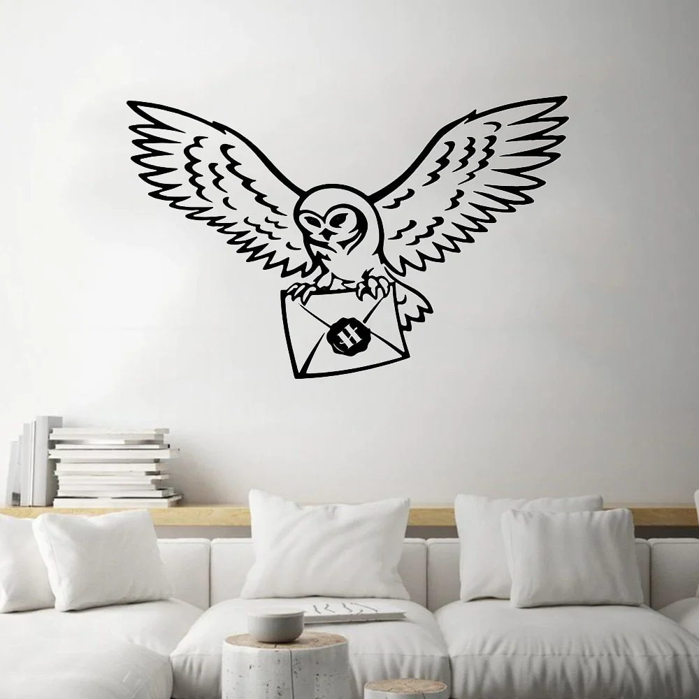 HULIANFU Owl Potter Bird Envelope Wall Sticker Potter Harr Anime Movie Inspiral Quote Wall Decal Bedroom Kids Room Vinyl Decor - Deanwangkt
