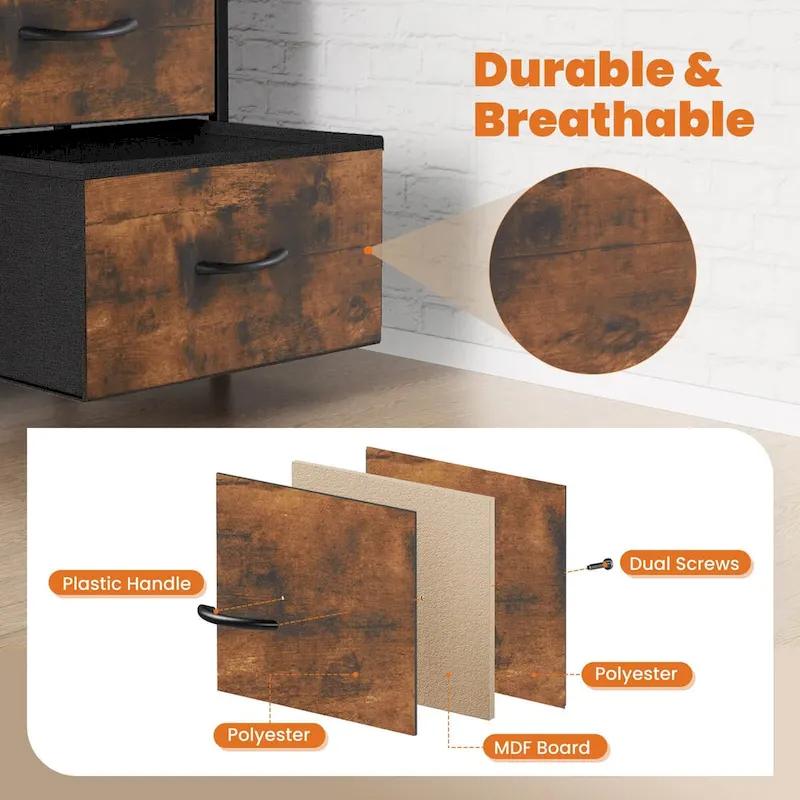 4-Drawers Dresser with Metal Frame and Wood Top