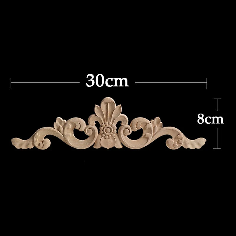HULIANFU Long Rose Flower Exquisite Carving Natural Wood Appliques Furniture Wooden Mouldings Wmqe Vintage Unpainted Decoration Decal - Deanwangkt