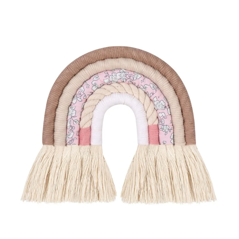 HULIANFU Lines Macrame Rainbow Hanging Ornament DIY Rope Handmade Woven Wall Decor Baby Girls Room Decor Home Nursery Decor - Deanwangkt