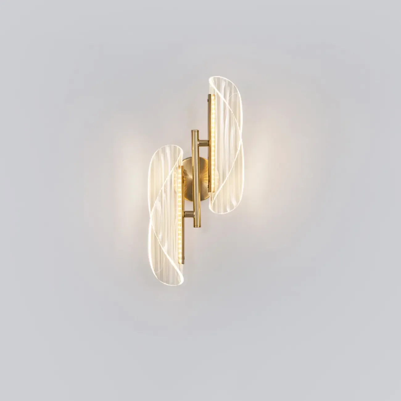 Art Deco Gold Metal and Acrylic LED Wall Sconce
