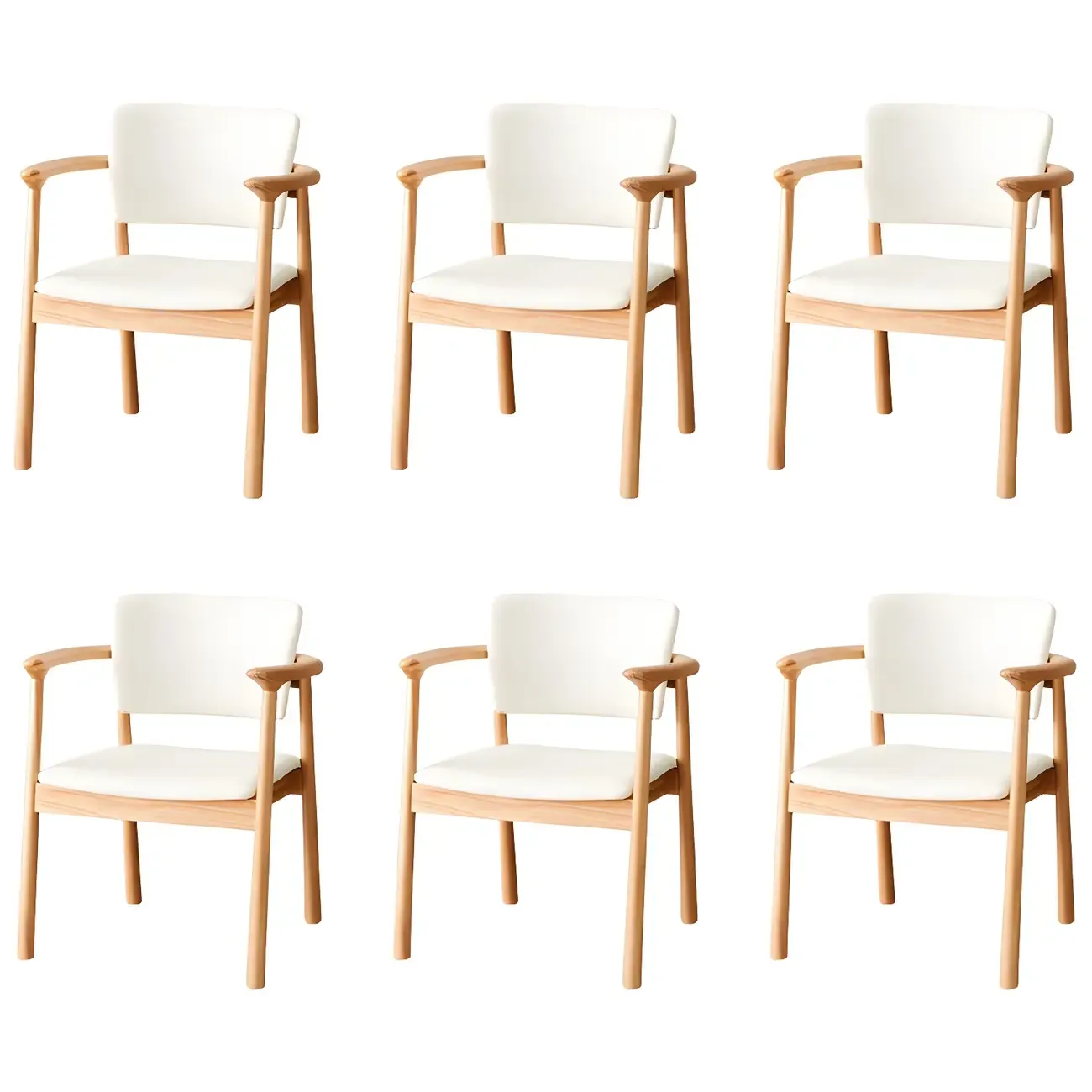 Modern Upholstered Rubberwood Arm Dining Chair Set of 2