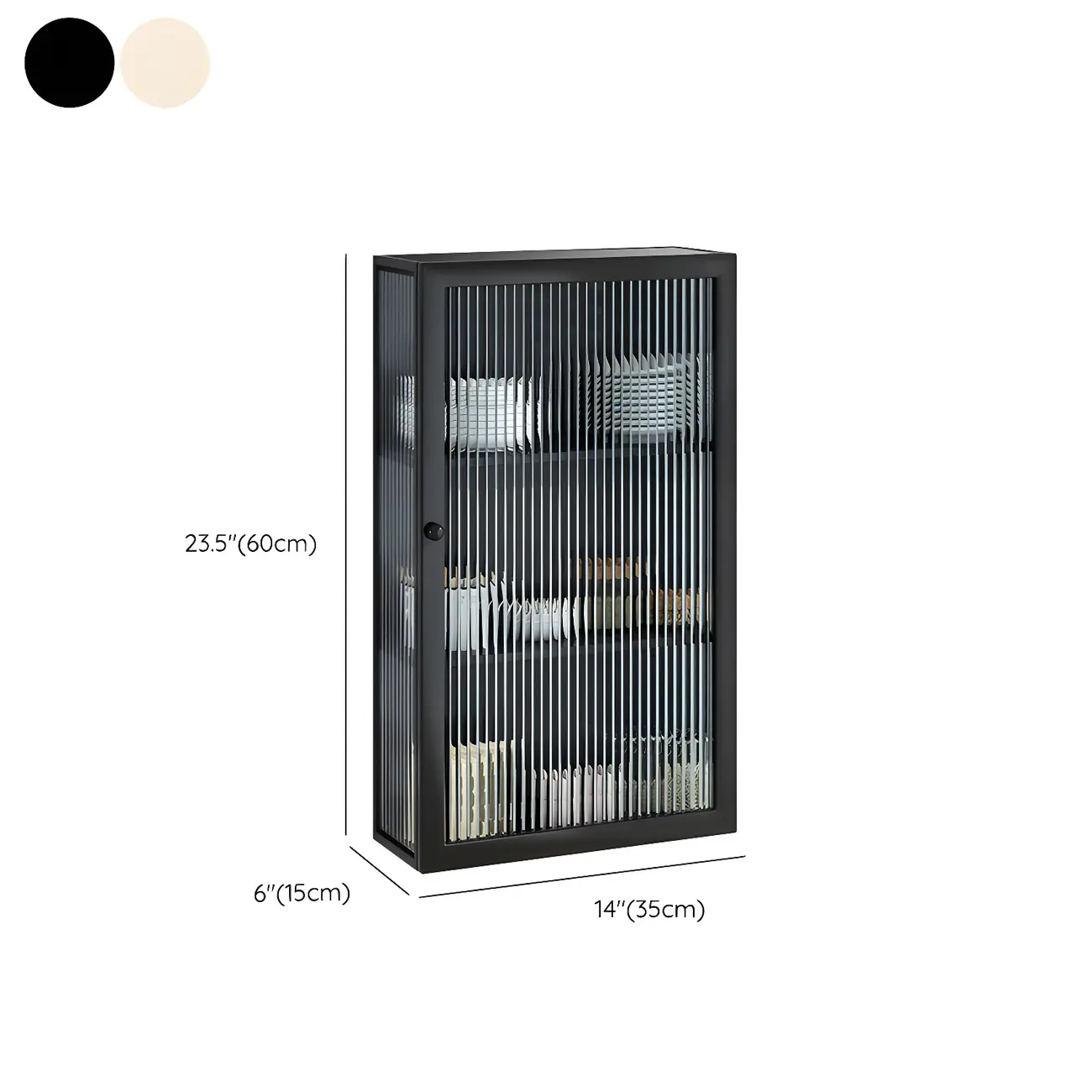 Modern Metal Black Wall-Mounted China Cabinet