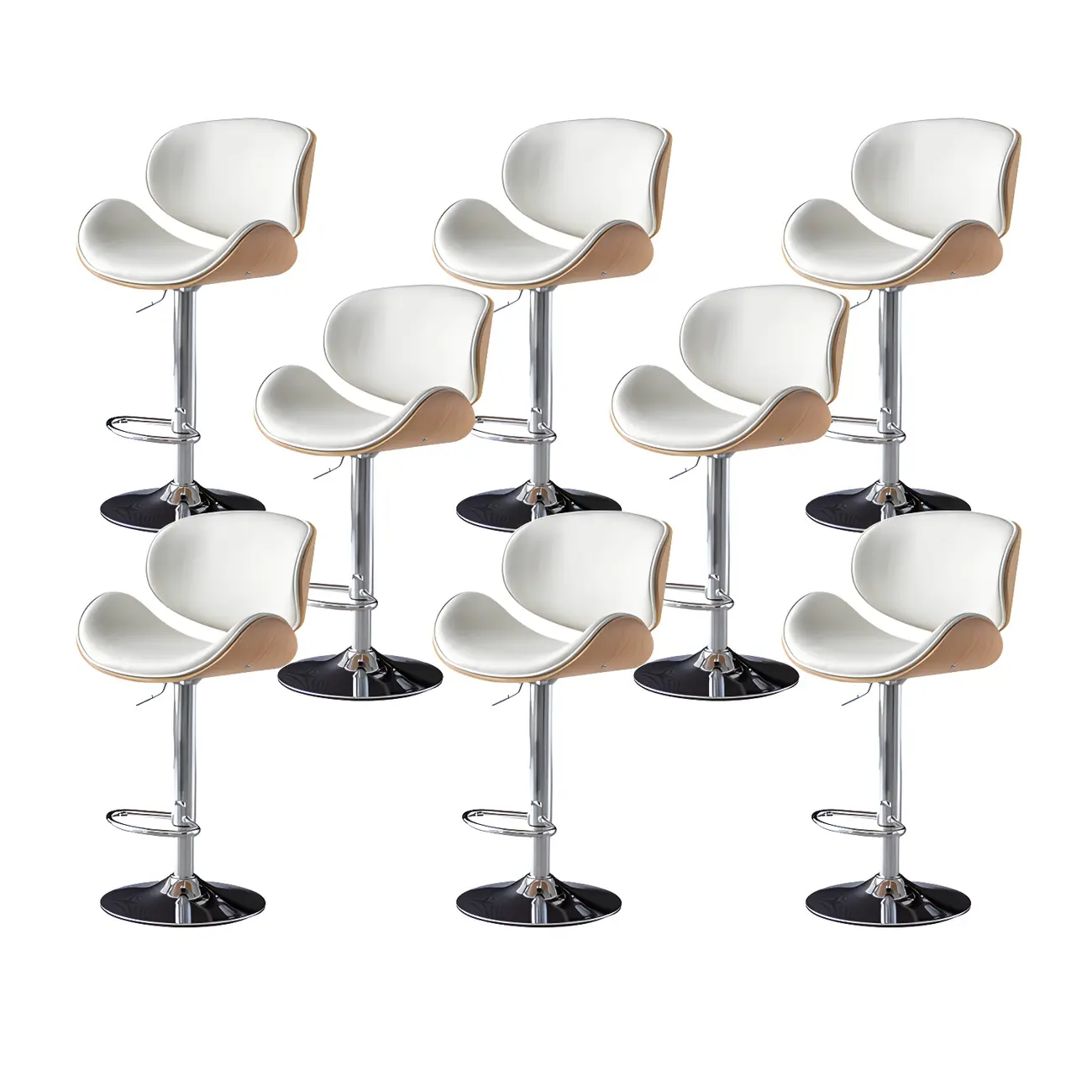 Arched Blackish Green Leather Swivel Adjustable Bar Stool