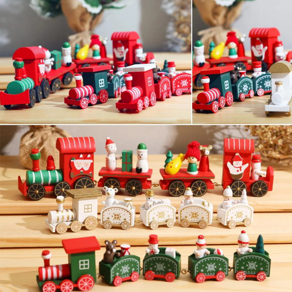 HULIANFU Merry Christmas Wooden Train Ornament Christmas Decoration For Home Santa Claus Gift Natal Navidad Noel  New Year Xmas Decor - Deanwangkt