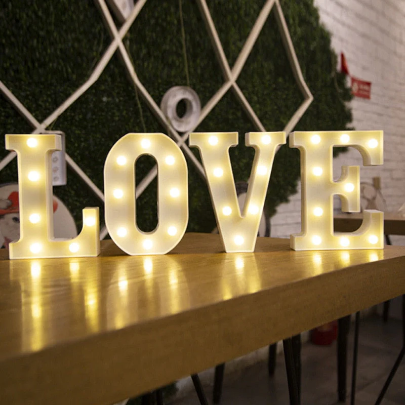 HULIANFU Luxury Alphabet Letter LED Lights Luminous Number Lamp  Battery Night Light for Home Wedding Birthday Christmas Party Decoration - Deanwangkt