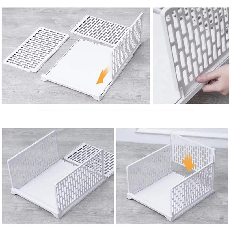 HULIANFU Stackable Wardrobe Drawer Cabinet Organizer Drawer Clothes Closet Storage Box Shelves Plastic Layered Partitions Storage Rack - Deanwangkt