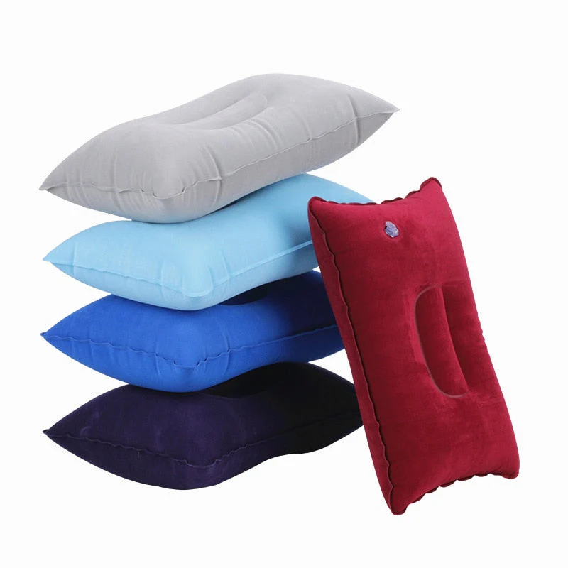 HULIANFU Portable Ultralight Inflatable PVC Nylon Air Pillows Camping Sleep Cushion Travel Hiking Beach Car Plane Head Rest Camp Gears - Deanwangkt