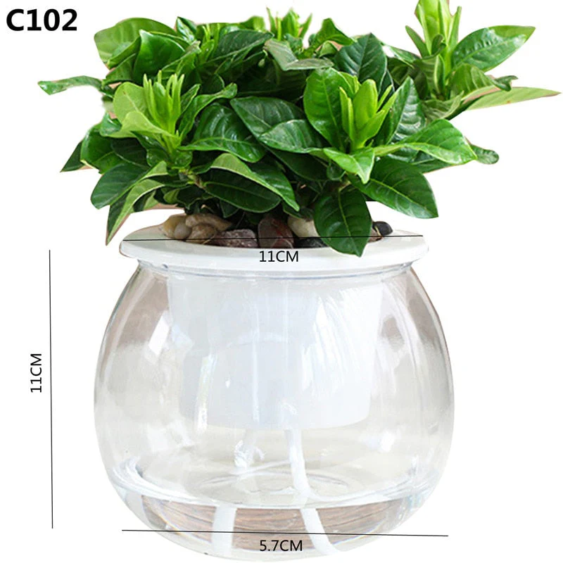 HULIANFU Self Watering Planter Pots Mini Round Design Succulent Plant Pot Indoor Home Garden Modern Decorative Pot Garden Supplies FU - Deanwangkt