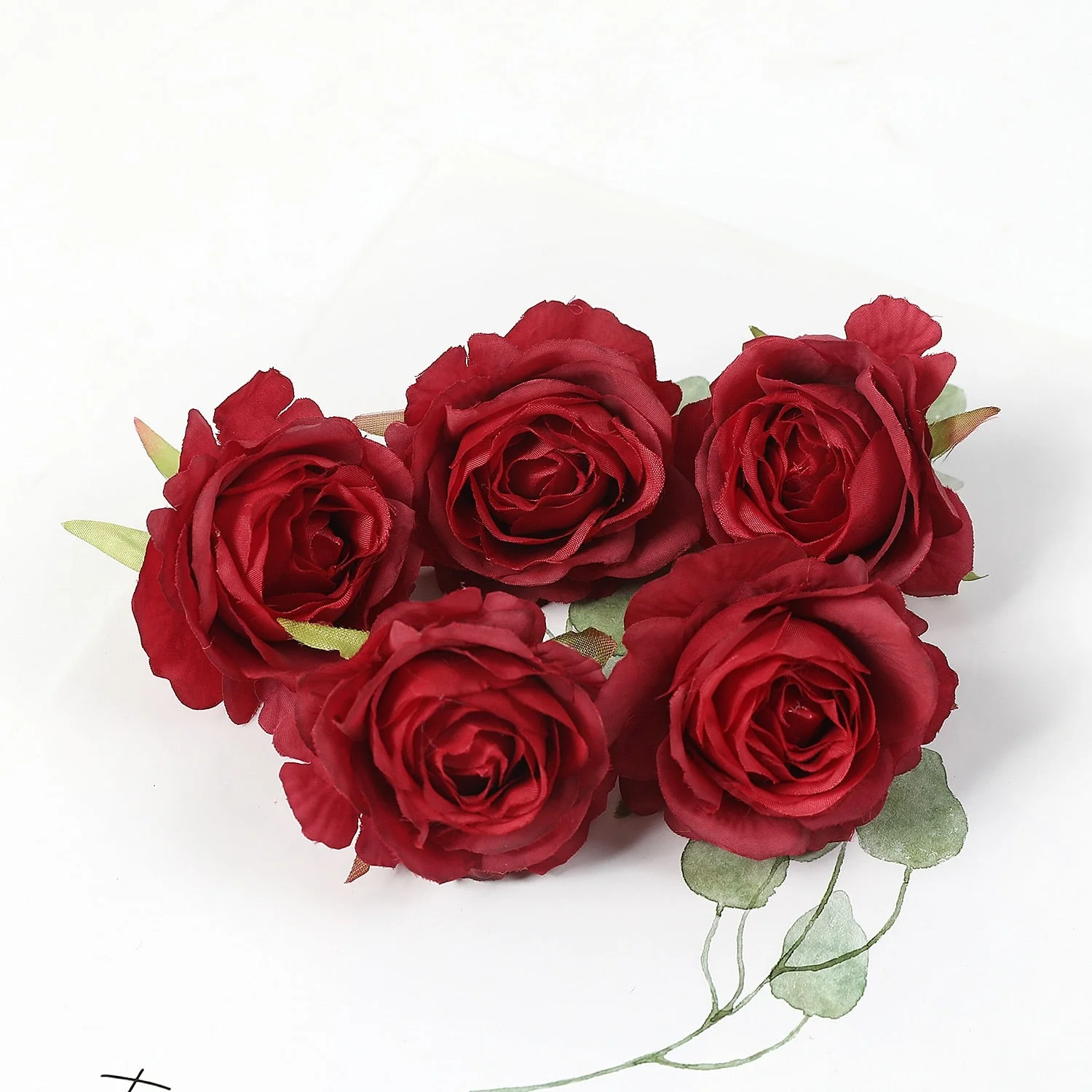HULIANFU 2026  5PCs Rose Artificial Flowers Silk Fake Flowers For Home Room Decor Party Wedding Valentines Day Decorations DIY Crafts Accessory - Deanwangkt