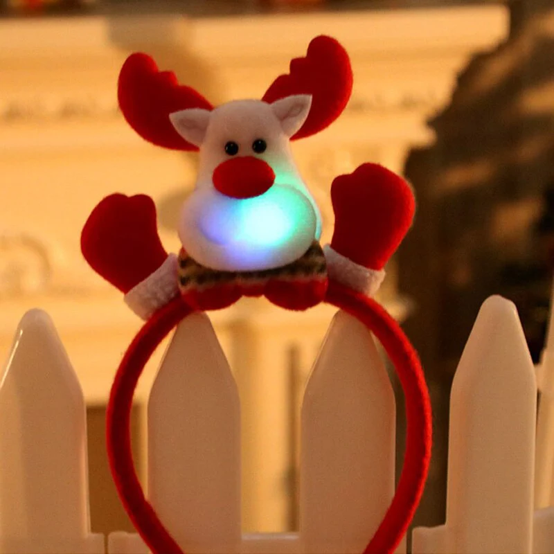 HULIANFU 2026  Christmas Led Light Headbands Santa Elk Antlers Headband Kids Adult Headwear Ornaments Christmas Party Cosplay Supplies - Deanwangkt