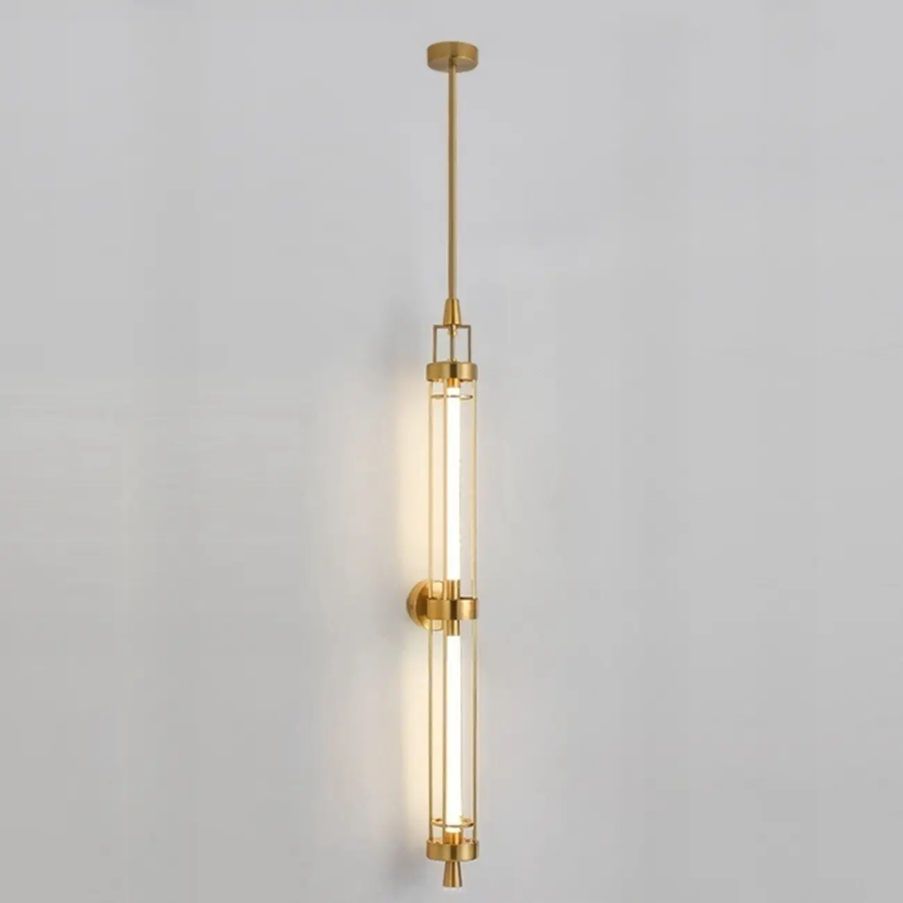 Gold Cylinder Wall Sconce Lamp with 2 LED Bulbs Warm Light
