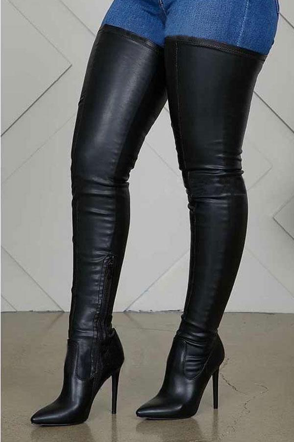 hulianfu Solid Color High Heels Modern Zip Through Boots - Deanwangkt