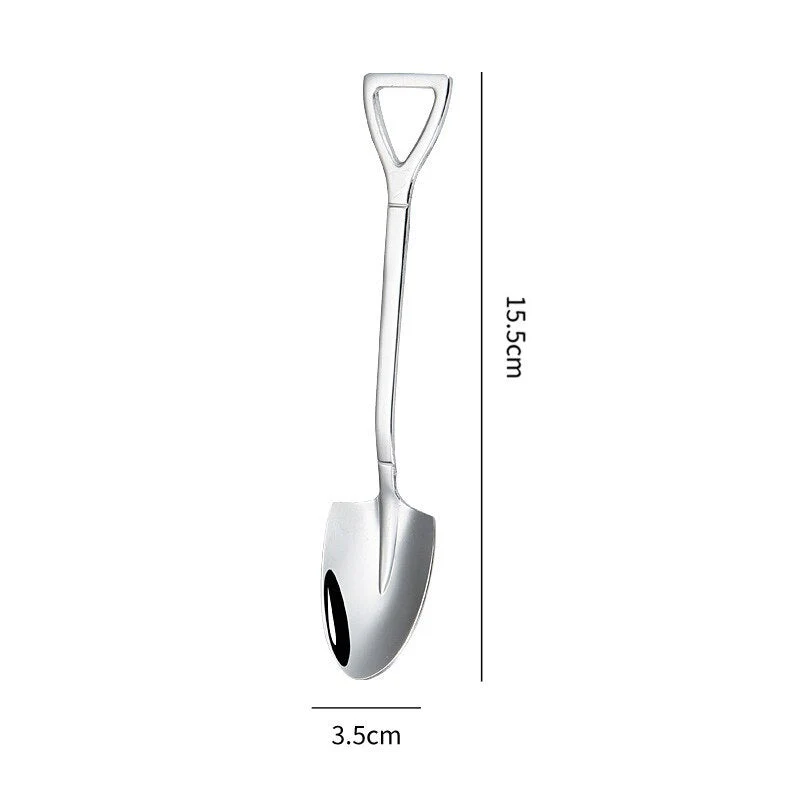 HULIANFU Shovel Spoon Stainless Steel Teaspoon For Coffee Spoon Fruit Ice Cream Dessert Scoop Kitchen Accessories Wedding Christmas Gift - Deanwangkt