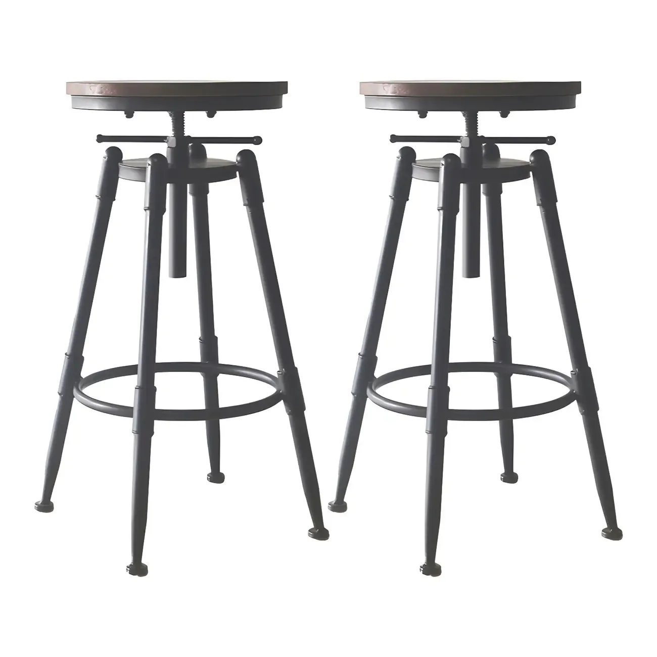 Industrial Metal Leather Swivel Bar Stools with Back