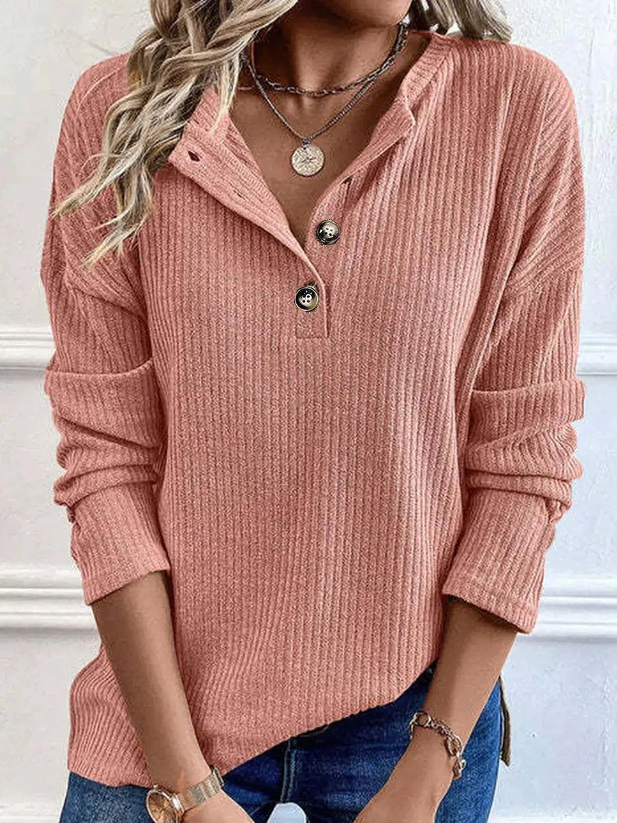 Pink Long Sleeve Plain Top