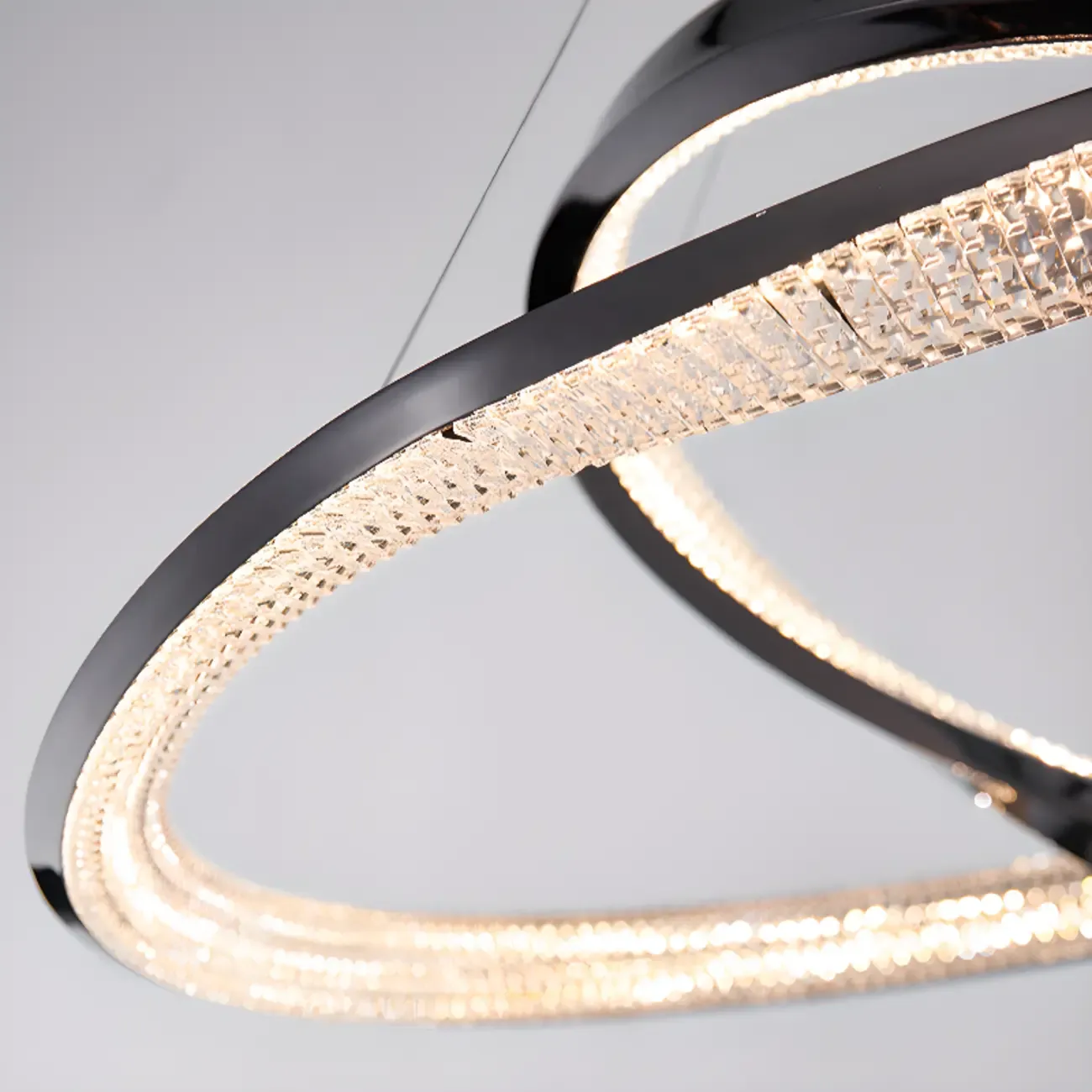 Modern LED Stylish Metal Black Circle Ring Chandelier