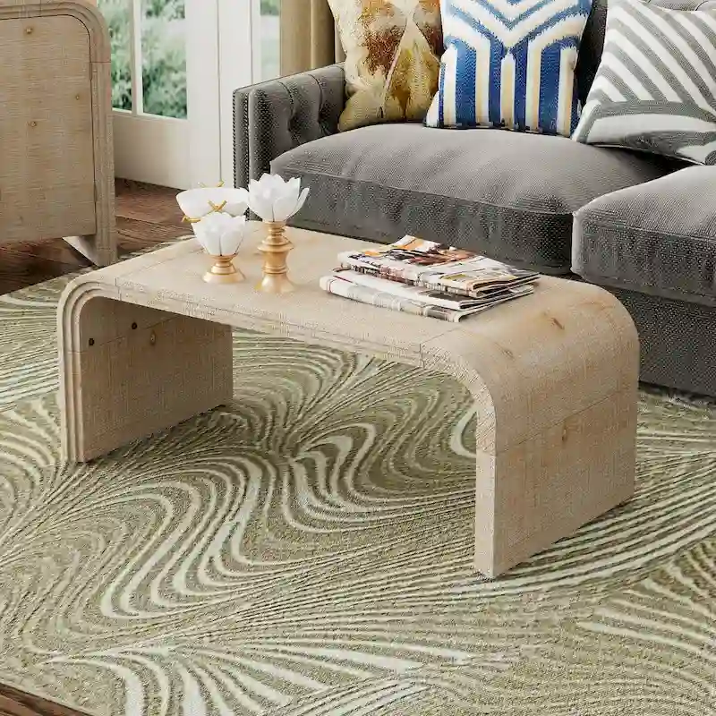 Minimalist Coffee Table with Curved Art Deco Design
