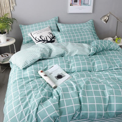 HULIANFU Nordic Style Pink Heart Bedding Set Cover Cute Bed Linens Duvet Cover Sheets and Pillowcases Queen King Size Home Textile Sets - Deanwangkt