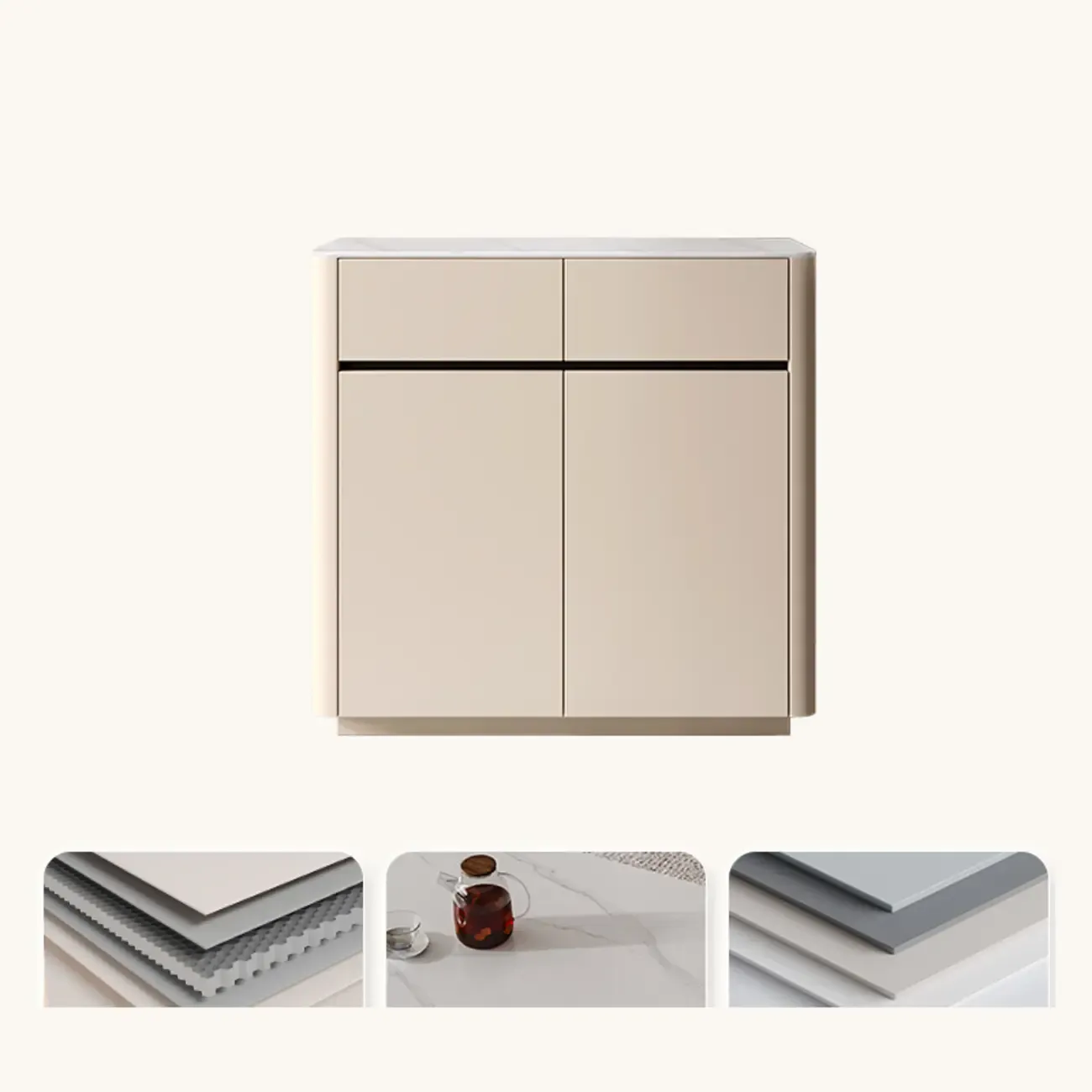 Modern Metal Shoe Cabinet with Khaki Finish