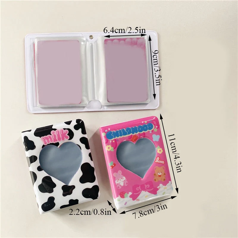 HULIANFU Kawaii Bear photo album 3 Inch Love Heart Hollow Kpop Card Binder Name Card Book Photo Album Card Photocard ID Holder 40 Pockets - Deanwangkt