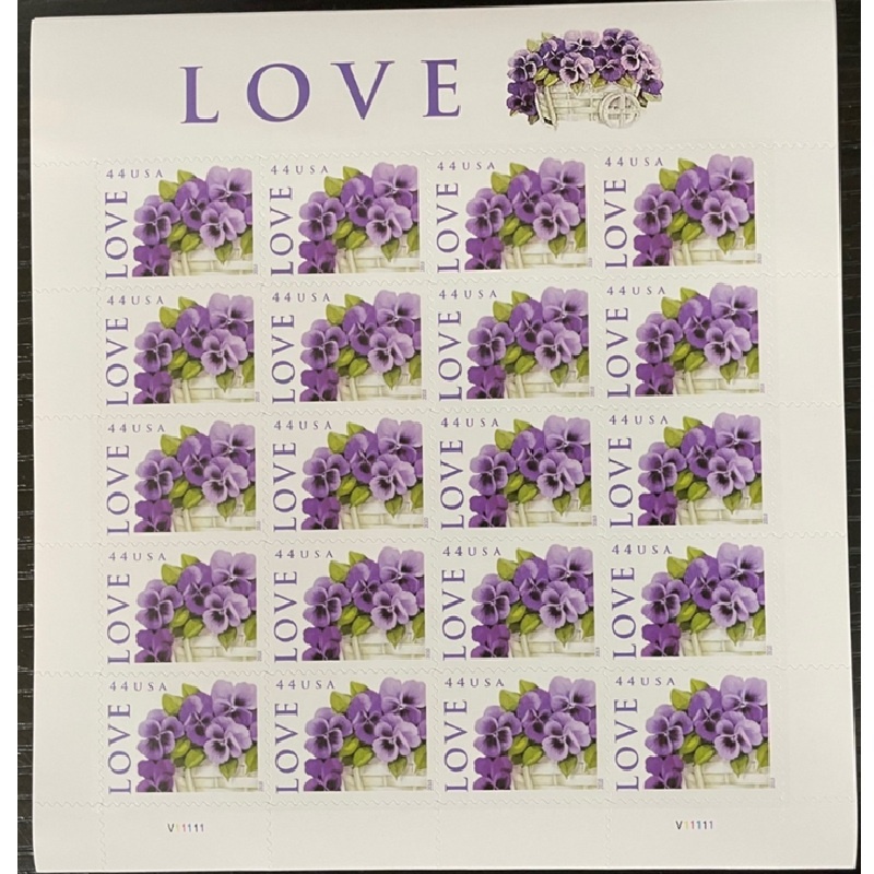 Love: Pansies in a Basket 2010, (Sheet of 20) - TWENTYSTAMPS