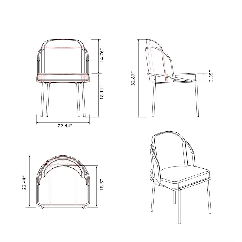 Somette Lacey Curved Back Side Chair, Set of 2