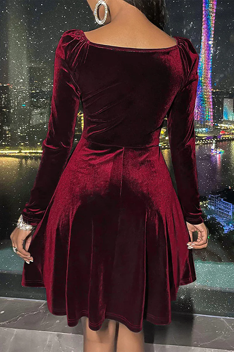 hulianfu Celebrities Elegant Solid Solid Color V Neck A Line Dresses - Deanwangkt