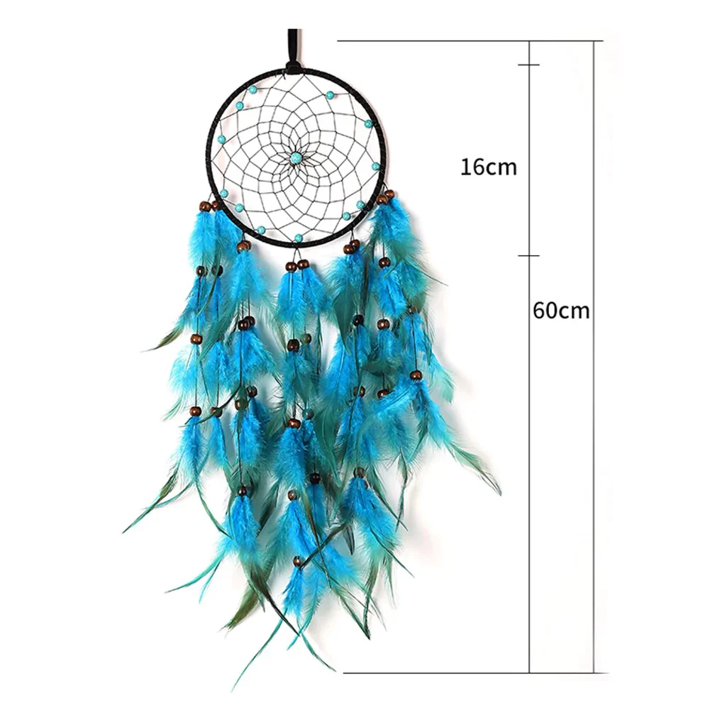 HULIANFU New Indian Style Dreamcatcher Moon Handmade Wind Chimes Wall Ornament Girls Room Decoration Feather Dream Catcher - Deanwangkt