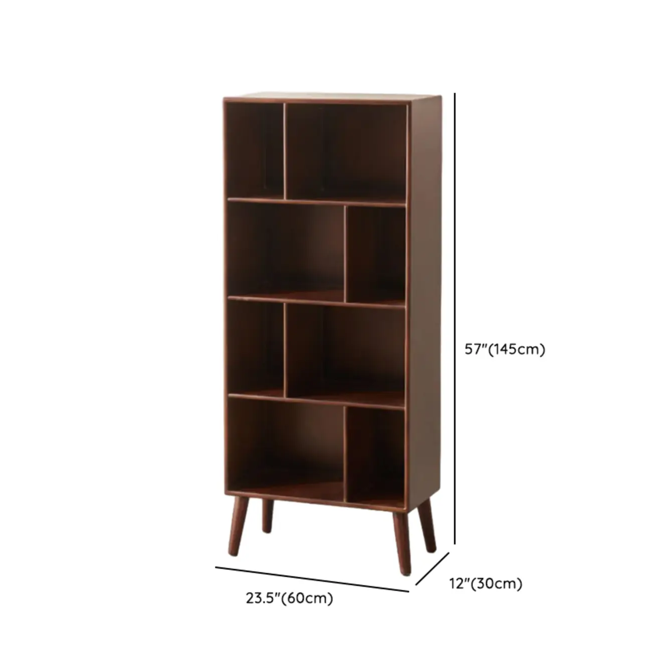 Modern Brown Wooden 4-Tier Vertical Bookcase