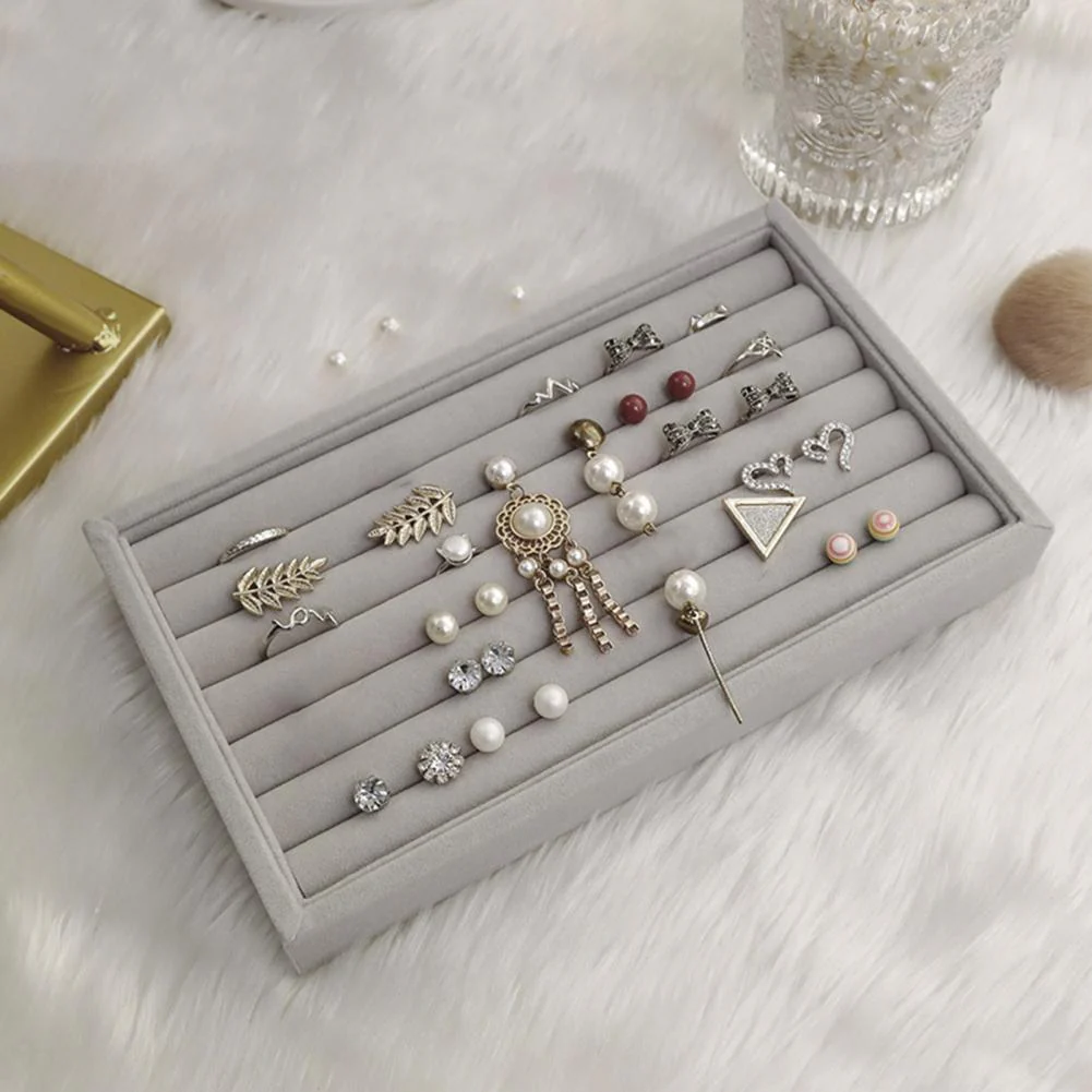 HULIANFU Jewelry Box Showcase Drawer Storage Multi-Grids Classification Storage Flannel Necklace Rings Earrings Storage Case for Home - Deanwangkt